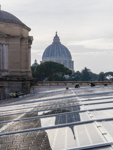 Vista dei pannelli fotovoltaici dei Musei Vaticani e di San Pietro